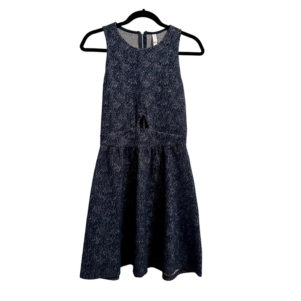 NWT Deep Sea Blue and Silver A-Line Dress with Cutout Front, Xhilaration, S